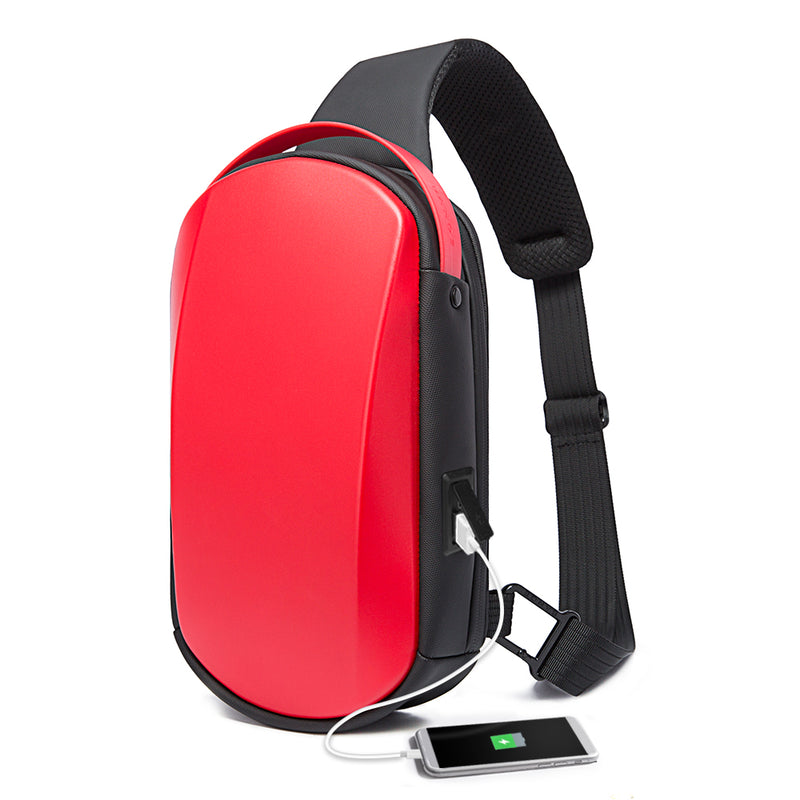 Hard Shell Sling Crossbody Bag Shoulder Bags for Men Black USB Charging  Crossbody Bags Water Repellent Casual Travel Messenger Bag